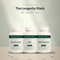 The Cornerstone Stack by Renu North — NAD+, Resveratrol 50% and CoQ10 Ubiquinone bottles